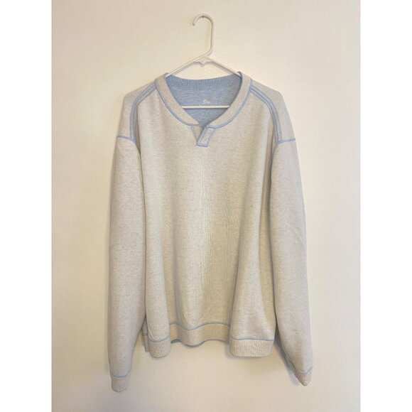 Tommy Bahama Men’s Reversible Crewneck Pullover Sweater Light Blue/White Size XL - Picture 4 of 6